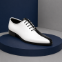 Pantofi Oxford bărbați alb-negru din piele naturală pentru ceremonie DONATOAN